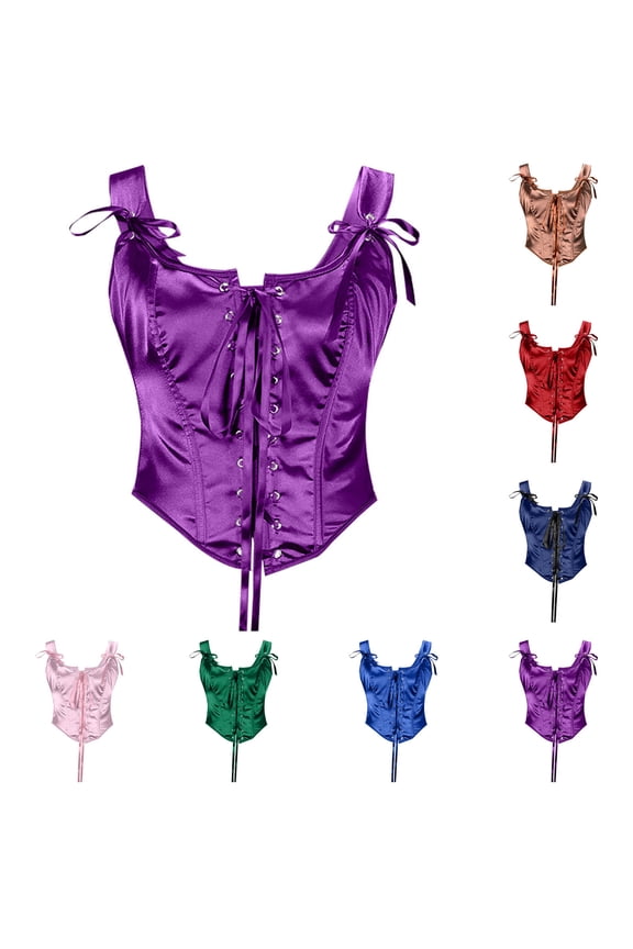 Renaissance Stain Corset Top for Women Going Out Bustier Bodyshaper Strapless Lace Up Party Date Night Overbust Bustiers Green,S