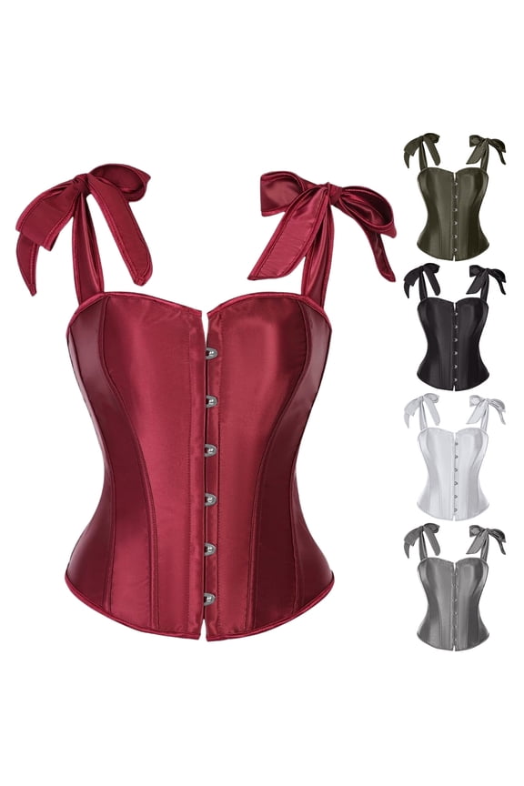 Stain Corset Tops for Women with Straps Underbust Going Out Party Crop Top Vintage Medieval Renaissance Bodyshaper Black,M