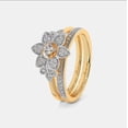 thumbnail image 1 of justforyoujewels 1.6CT 14K Gold Plated Silver Round Cut Natural Moissanite Minimalist Flower Engagement Bridal Ring Set For Women 925 Sterling, 1 of 8