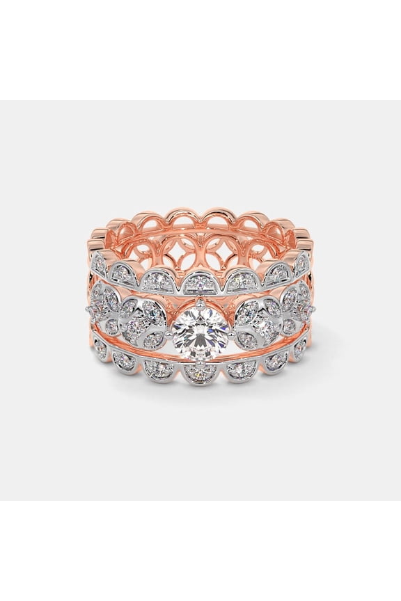 2.5Ct 14K Rose Gold Plated Natural Moissanite Round Cut Wedding Bridal Trio Set For Women 925 Sterling Silver