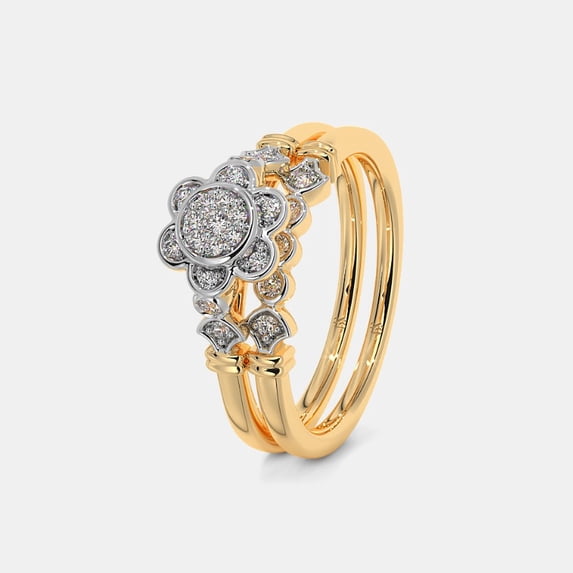 justforyoujewels 2.5Ct Elegant 925 Sterling Silver 14K Gold Plated Natural Moissanite Round Cut Engagemenmt Bridal Ring Set For Women