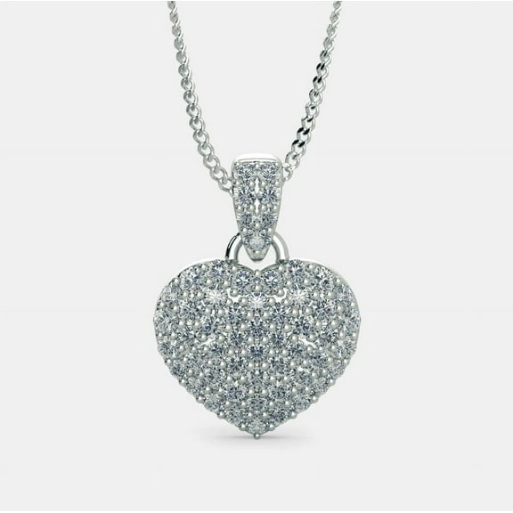 justforyoujewels 2Ct Natural Moissanite Heart Wedding Pendant For Women 14K Gold Plated 925 Sterling Silver With Free Chain(18 Inch)