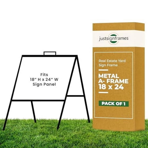 justsignframes Metal A-Frame for Real Estate Open House Signs (1 Pack) - 18" x 24"