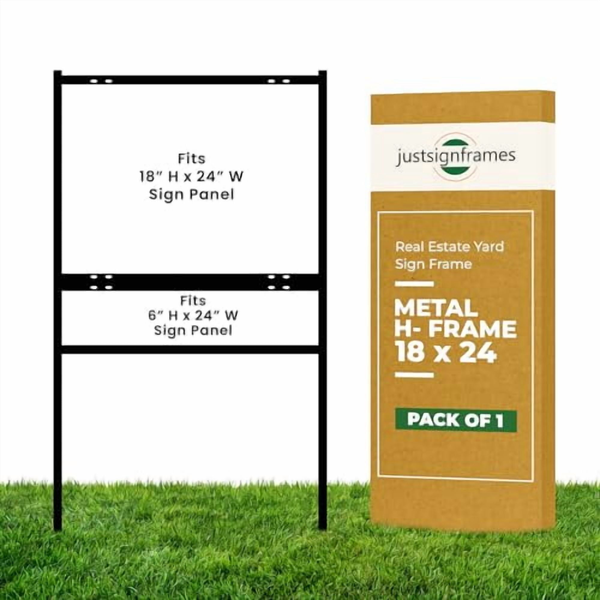 justsignframes Real Estate Yard Sign Stake Metal H Frame (1 Pack) - 18" x 24"