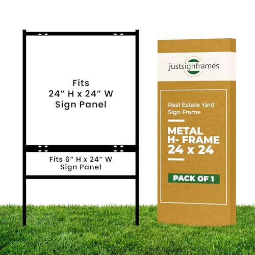 justsignframes Real Estate Yard Sign Stake Metal H Frame (1 Pack) - 24 ...