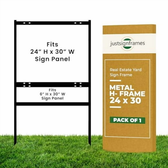 justsignframes Real Estate Yard Sign Stake Metal H Frame (1 Pack) - 24" x 30"