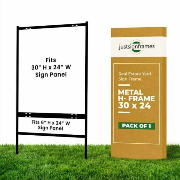 justsignframes Real Estate Yard Sign Stake Metal H Frame (1 Pack) - 30" x 24"