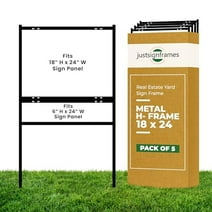 justsignframes Real Estate Yard Sign Stake Metal H Frame (5 Pack) - 18" x 24"