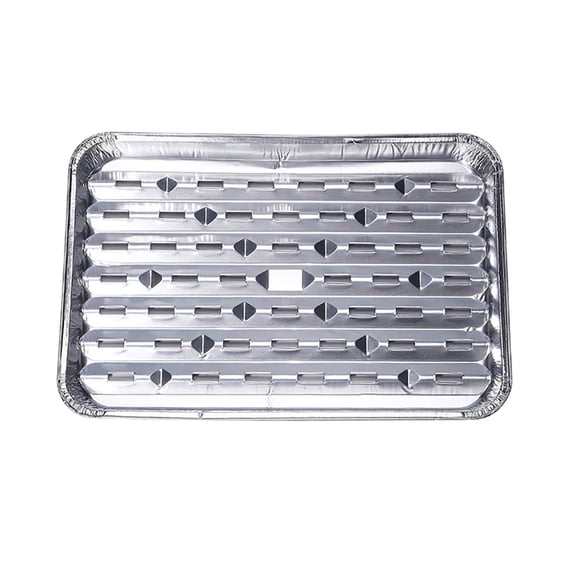 Haiamaoyi Disposable Aluminum Foil Broiler Pan For Oven (10 Pack) Sheet Pans For Grilling,Roasting Rack,Trays With Ribbed Surface For BBQ Grill-Like Texture