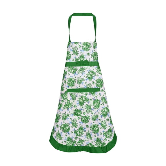 Haiamaoyi Floral Kitchen Apron with Pockets, Adjustable Neck Strap, Waterproof Cotton Blend Apron for Cooking and Baking