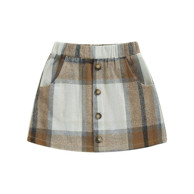 jxxiatang Kids Girls Mini Skirt, Elastic Waist Plaid A-line Skirt with ...