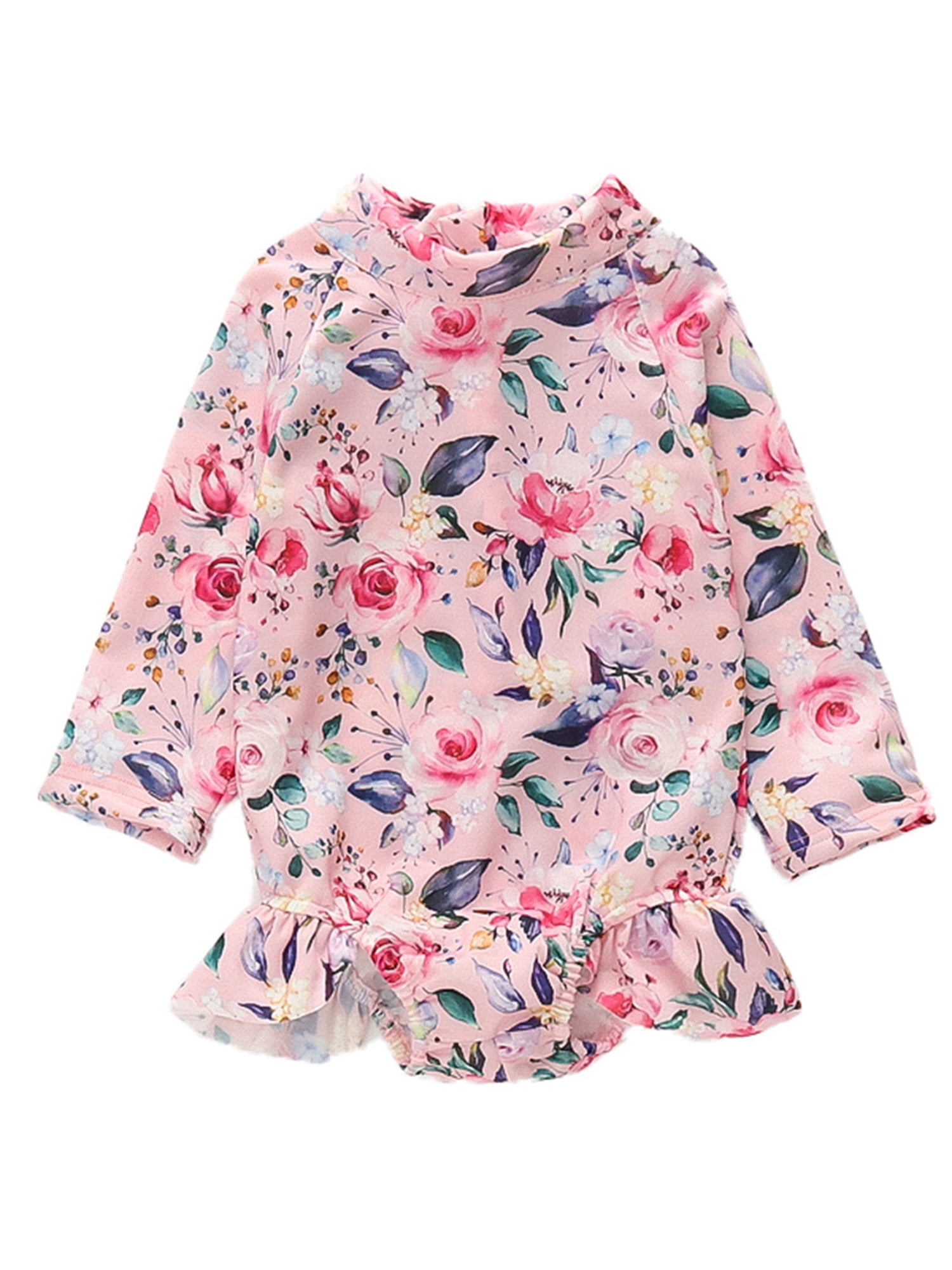 jxxiatang Kids Girls Rash Guard Swimsuit Bodysuits Floral Print Bathing