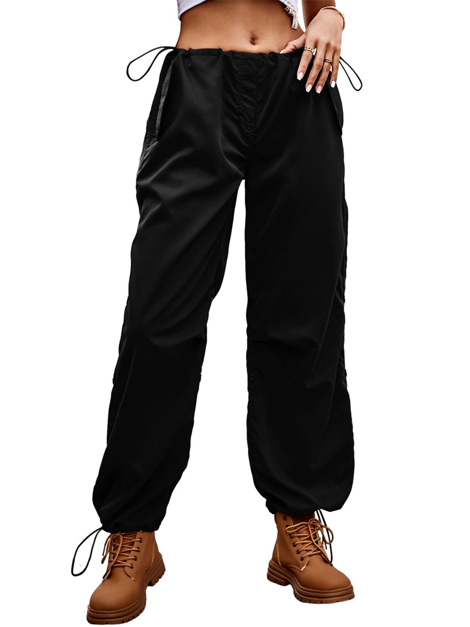 jxxiatang Women's Baggy Cargo Pants Drawstring Parachute Pants for