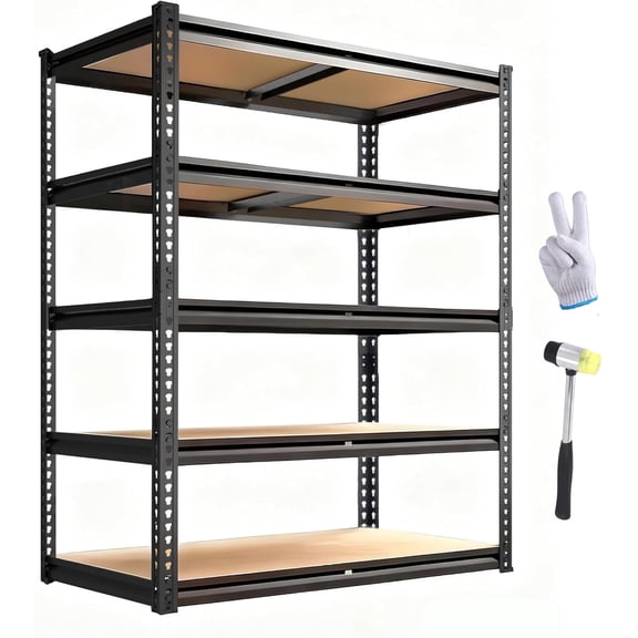 jylp 72" Heavy Duty Garage Storage Shelves, 2400 LBS Load Capacity Metal Shelving Unit, Adjustable 5-Tier Utility Storage Rack for Garage Basement Warehouse Pantry
