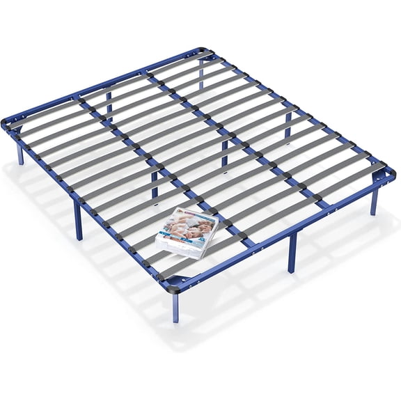 jylp King Size 14 Inch Heavy Duty Platform Bed Frame, Synthetic Slat Support Mattress Foundation, No Box Spring Needed, 1000 LB Weight Capacity (with Mattress Protector)