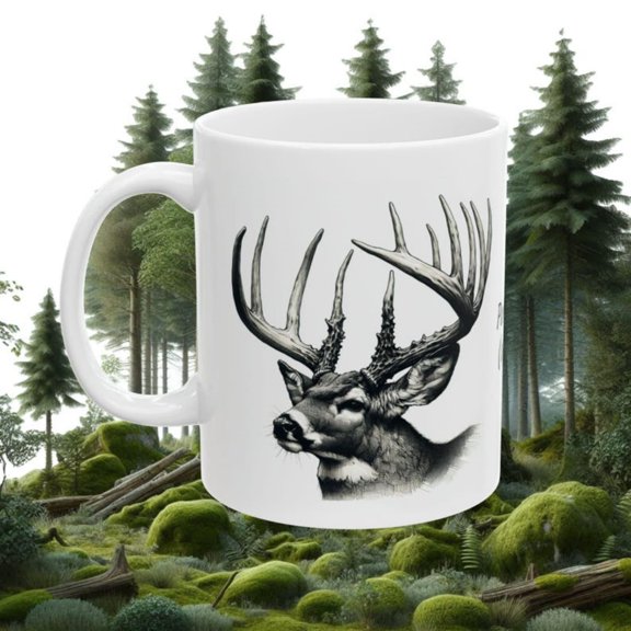 k Deer Coffee Mug Black and White Wild Ceramic Cup.jpg