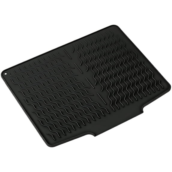 Silicone Dish Drying Mat 15.6 x 12.9 in, Food-Safe, Heat Resistant Kitchen Dish Drainer Mat with Angled Drain, Anti-Slip, Easy Clean, Foldable Dish Mat
