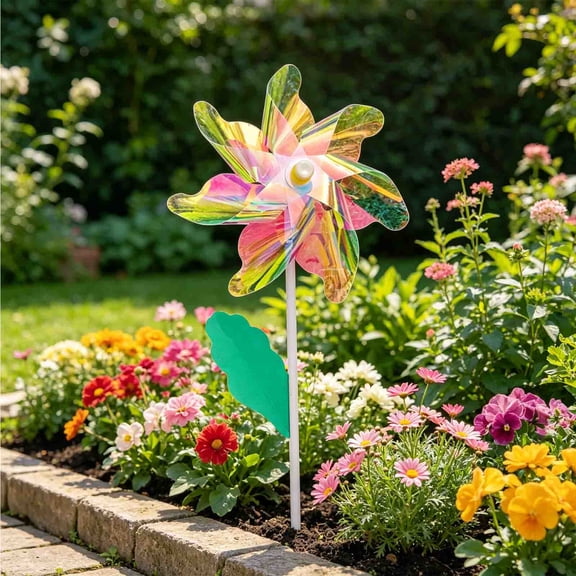 k’ids Outdoor Toy, Colorful Laser Windmill DIY Handmade Material Kit, Rotating Outdoor Decor Prop, Fun Craft for Children, Garden, Yard & Party Activity Use