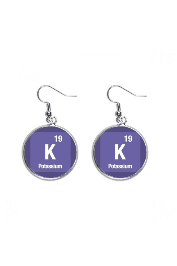 k potassium checal element chem ear dangle silver drop ear jewelry woman