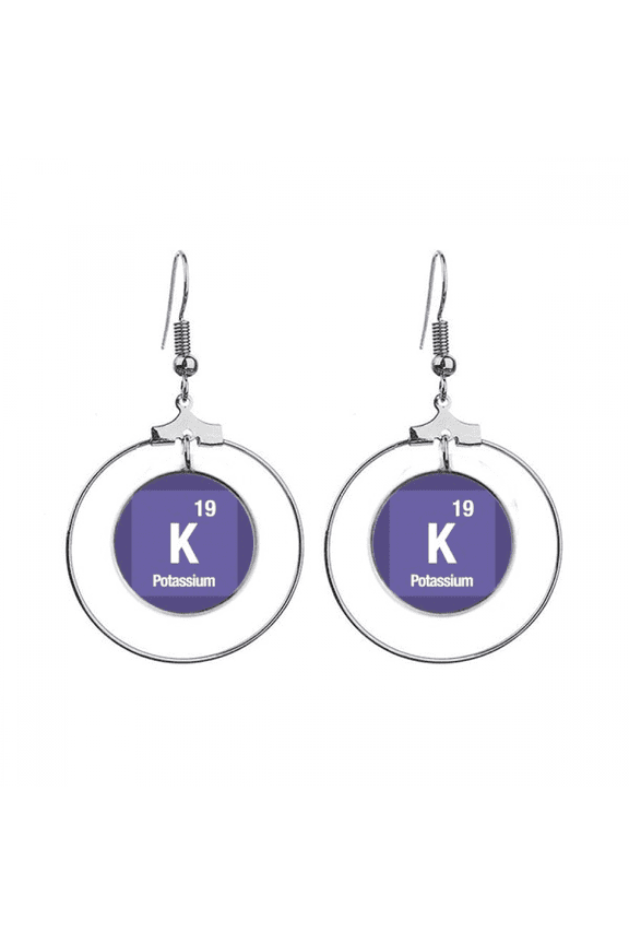 k potassium checal element chem earrings dangle hoop jewelry drop circle