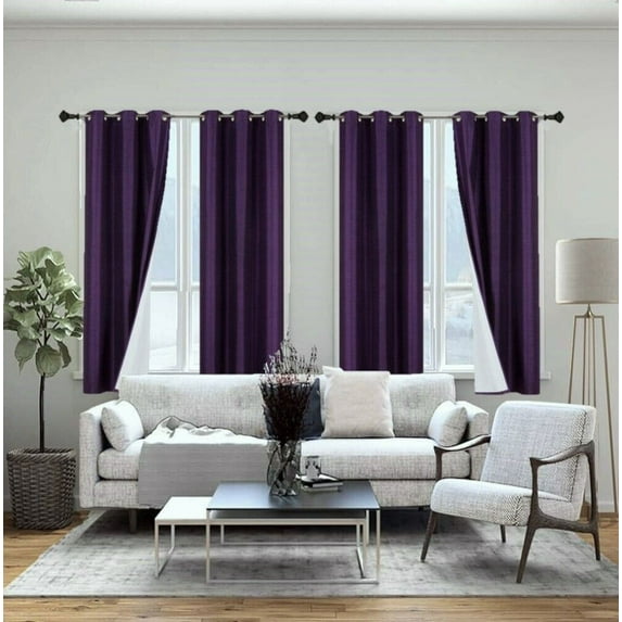 k92 Blackout 1 Panel Plum Color Thermal Lined Room Darkening Window Curtain Grommets 63" inch