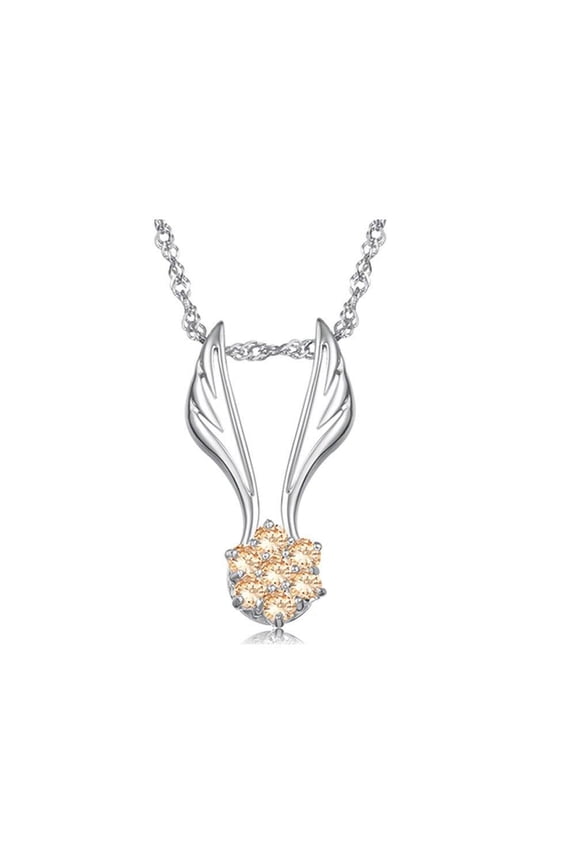 kATGI Fashion Yellow Austrian Crystal Angel Wings Pendant Necklace