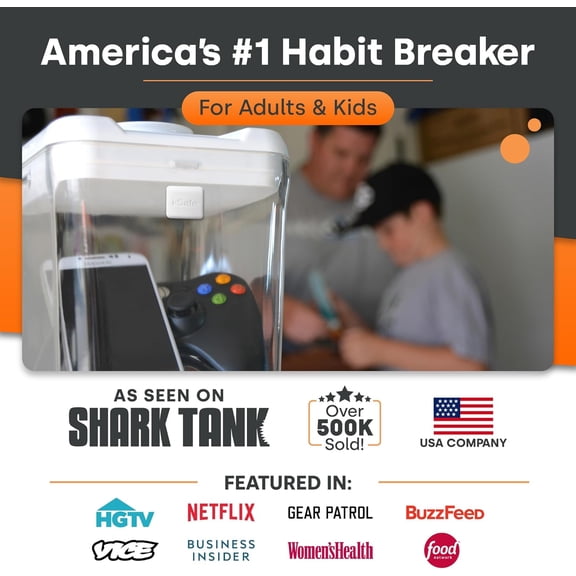 kSafe Time Locking Container Mini - Habit Control Device for Snacks, Keys & Medication, BPA-Free Plastic Timer Box with White Lid Clear Base