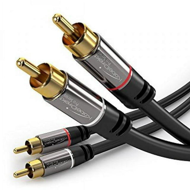 kabeldirekt rca stereo cable/cord (10 ft/feet short, dual 2 x rca male to 2 x rca male audio cable, digital & analogue, double-shielded, pro series) supports (amplifiers, av receivers, hi-fi)