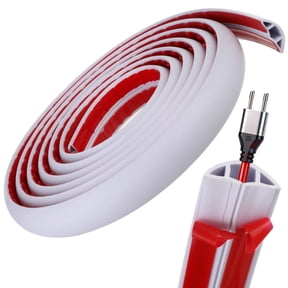 118.1 in White Self-Adhesive Cable Channel, PVC Floor Cord Cover, Flexible Wire Hider, Raceway Cable Management System Cable Protection for Home, Office, Warehouse, Concert
