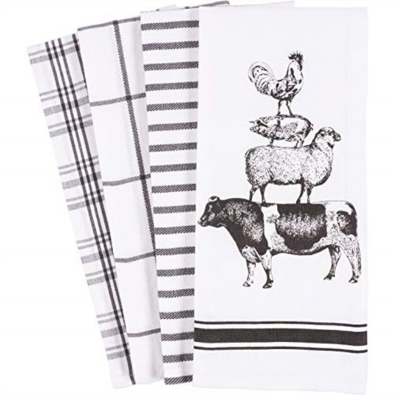 kaf home pantry stacked farm animals kitchen dish towel 18 x 28-inch set of 4 - image 1 of 6