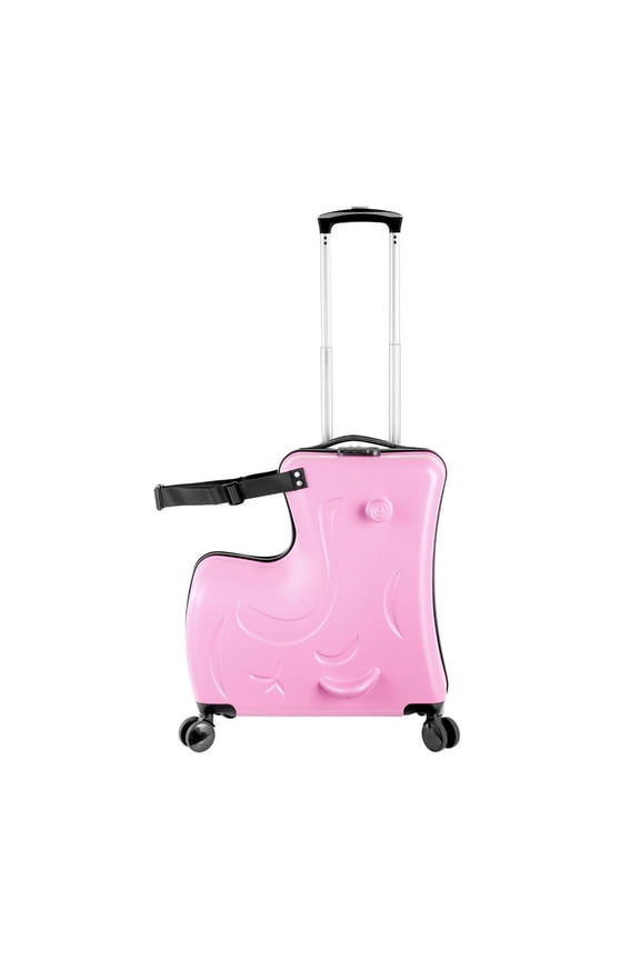 20" Kid's Ride-on Travel Suitcase, Rolling Luggage with Wheels Carry Trolley Luggage with Password Lock,Children's Ride On Trolley Luggage for Children's Day Gift,Festival Gift (20“ Pink)