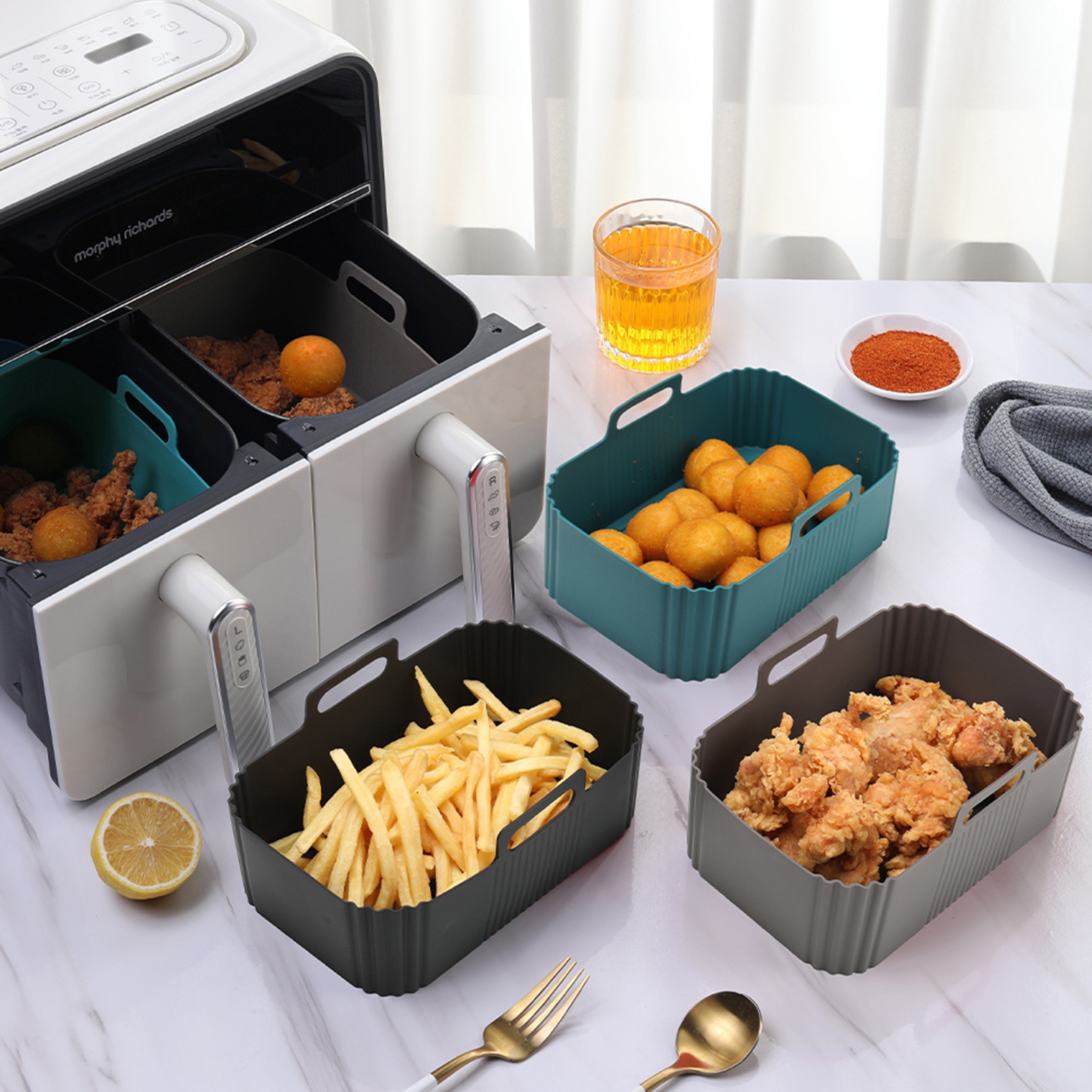 kaioher Air Fryers Pan Not Sticky Heat Resistant No Smell Large Capacity Safe Baking Reusable