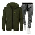 thumbnail image 1 of kakina CMSX 2 Piece Hoodie Sweatshirt Outfits for Mens Clearance,Casual Fashion Quarter Zipper Stand Collar Solid Color Tracksuit Joggers Sweatpants Sweatsuit Set, 1 of 1