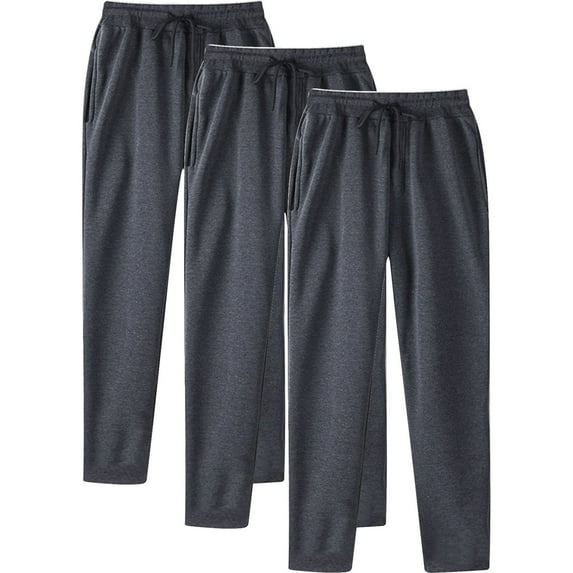 kakina CMSX 3 Pack Mens Athletic Sweatpants with Pockets,Drawstring Elastic Waist Solid Color Workout Gym Joggers Pants for Men Running Jogging Sweatpants