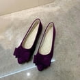 thumbnail image 1 of kakina CMSX Bowknot Ballet Flats Womens Pointy Toe Flat Shoes Suede Dress Solid Color Shoes Wear to Work Slip On Moccasins, 1 of 3