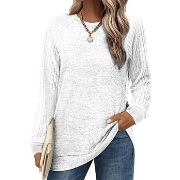 kakina CMSX Casual Classic Sweatshirts for Women Crewneck Lightweight Sweaters Raglan Long Sleeve Color Block Shirts Fall Fashion Tops 2024