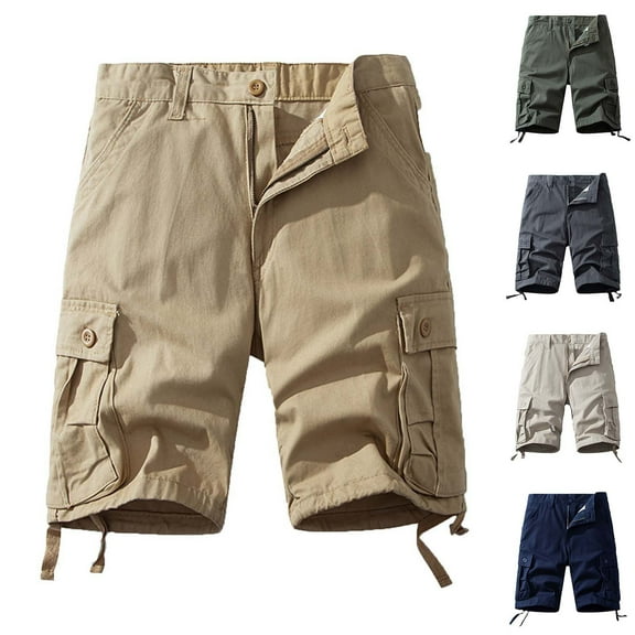 kakina CMSX Classic Lightweight Cargo Shorts for Mens with Pocket Clearance,Casual Cotton Solid Color Relaxed Fit Multi-Pocket Outdoor Hiking Cargo Shorts for Mens