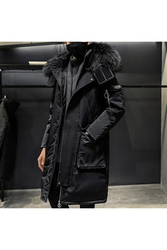 Fashion Coat Thicker Jacket Men's Hooded Warm and Long Sleeve Solid Color Long Parka Coat White Duck Down Quality Winter Down Jacket