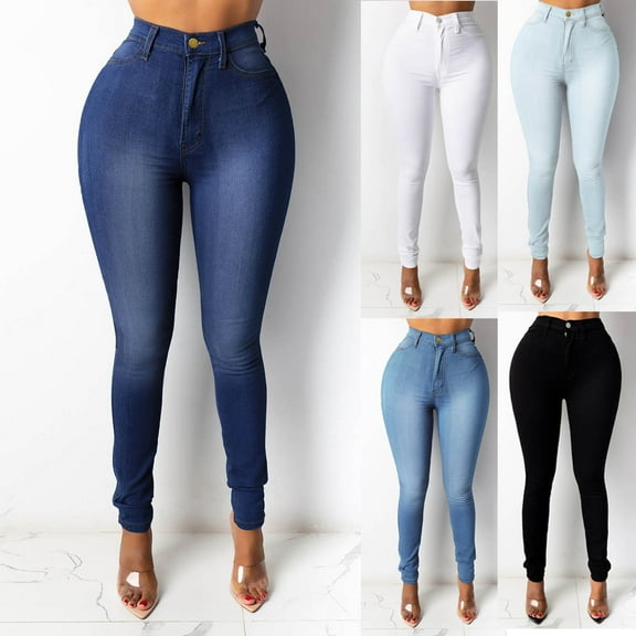 kakina CMSX Fashion Jean Leggings Jeggings for Women,Classic High Waist Tummy Control with Back Pockets Skinny Stretchy Denim Print Fake Jeans