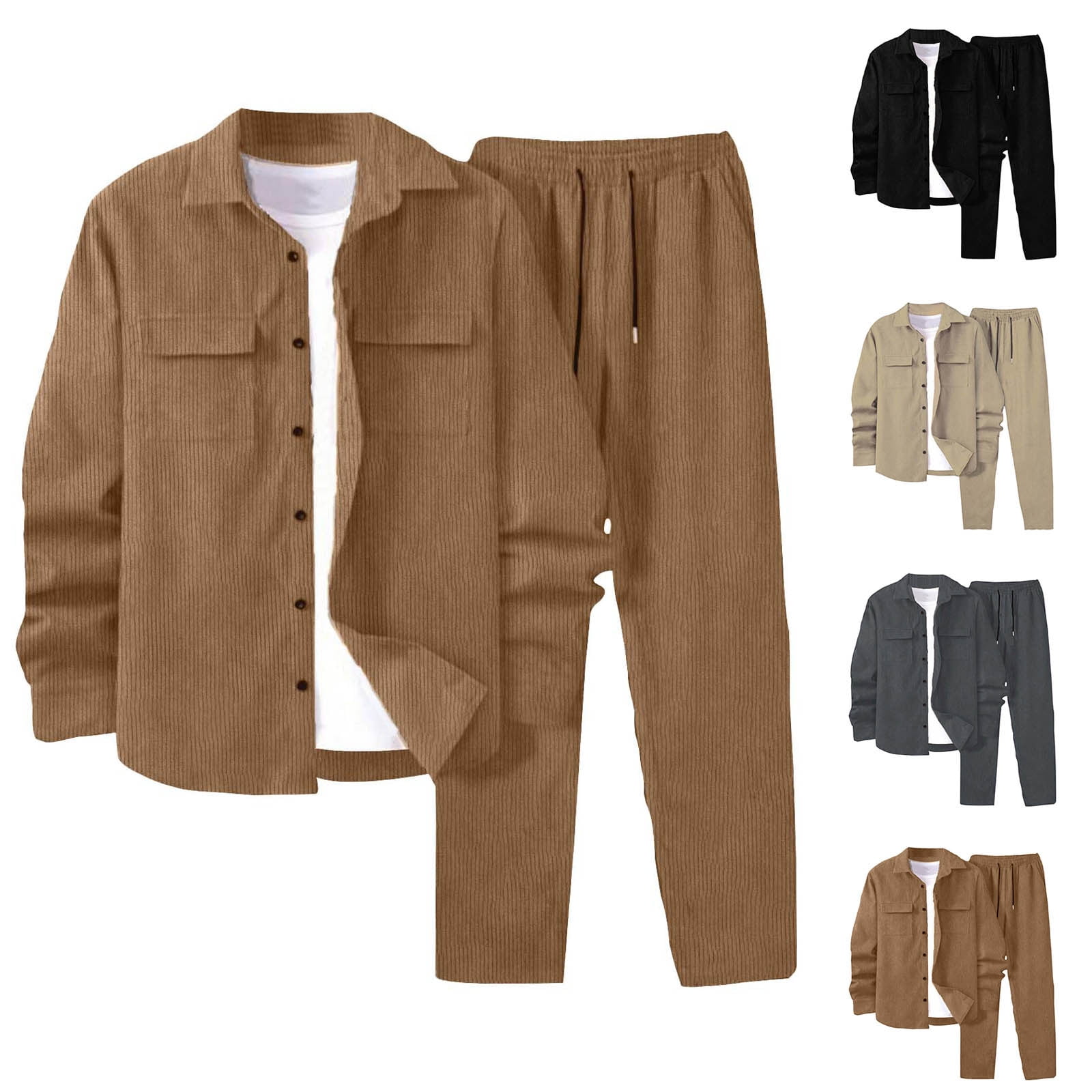 Casual Solid Draw String Fold Turndown Collar Long Sleeve Three Pieces(Shirt vest trousers) Casual Solid Draw String Fold Turndown Collar Long Sleeve Three Pieces(Shirt vest trousers)