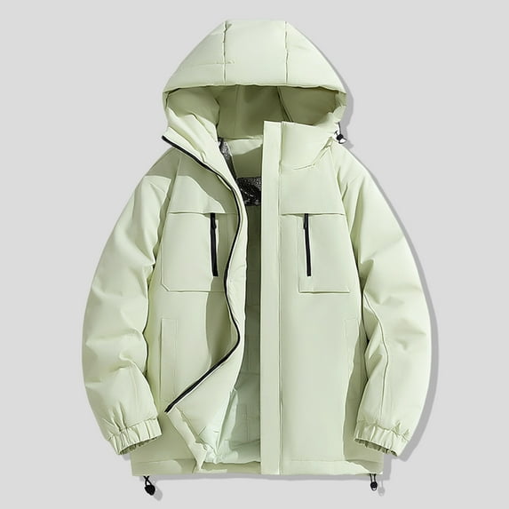 kakina CMSX Men's Hooded Winter Puffer Coat,Fashion Classic Casual Warm Color Block Long Sleeve Puffer Jacket Thicken Quilted Jacket Clearance