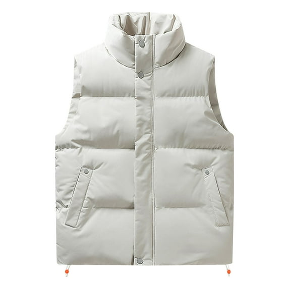 kakina CMSX Mens Casual Puffer Vest,Winter Fashion Padded Vests Stand Collar Sleeveless Solid Color Lightweight Jacket Thick Outerwear with Pockets