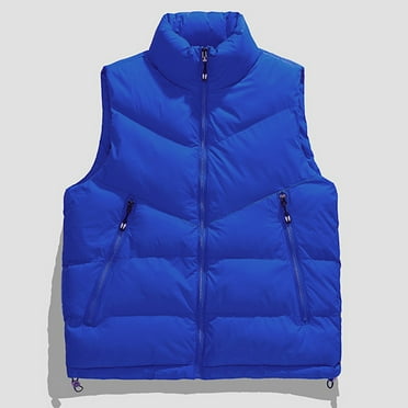 kakina CMSX Mens Fall Winter Cotton Puffer Vest Jacket,Fashion Casual Sleeveless Down Solid Color Stand Collar Waistcoat Jacket Outdoor Vest Puffer Coat with Pocket