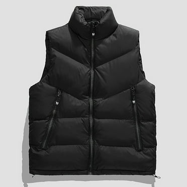 kakina CMSX Mens Fall Winter Cotton Puffer Vest Jacket,Fashion Casual Sleeveless Down Solid Color Stand Collar Waistcoat Jacket Outdoor Vest Puffer Coat with Pocket