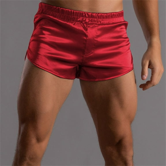kakina CMSX Mens Satin Boxer Shorts Pack, Silk Feeling Solid Color Sleep Shorts Underwear with Button Fly, Silky Casual Pajama Shorts Bottoms for Men