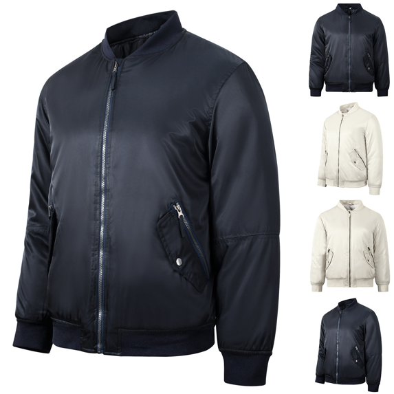 kakina CMSX Mens Thick Bomber Jackets,Fashion Classic Casual Fall Winter Warm Windbreaker Full Zip Windproof Outwear Padded Lined Coats with Pocket