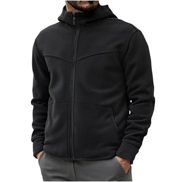 kakina CMSX Mens Winter Fleece Hooded Jackets,Casual Stylish Full Zip Up Long Sleeve Solid Color Coats Lightweight Warm Windbreak Outerwear with Pocket