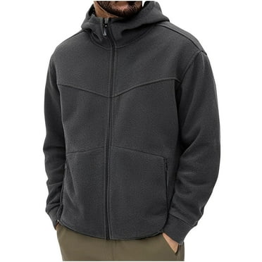 kakina CMSX Mens Winter Fleece Hooded Jackets,Casual Stylish Full Zip Up Long Sleeve Solid Color Coats Lightweight Warm Windbreak Outerwear with Pocket