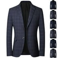 thumbnail image 1 of kakina CMSX Plaid Casual Blazer for Men,Fashion Classic Long Sleeved Lapel Slim Fit Two Button Checkered Suit Jacket Lightweight Business Solid Color Coat, 1 of 6
