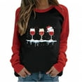 thumbnail image 1 of kakina CMSX Plus size clearance Women's Spring Patchwork Christmas Printed Long Sleeves Tee Tops Black 10(XL), 1 of 5